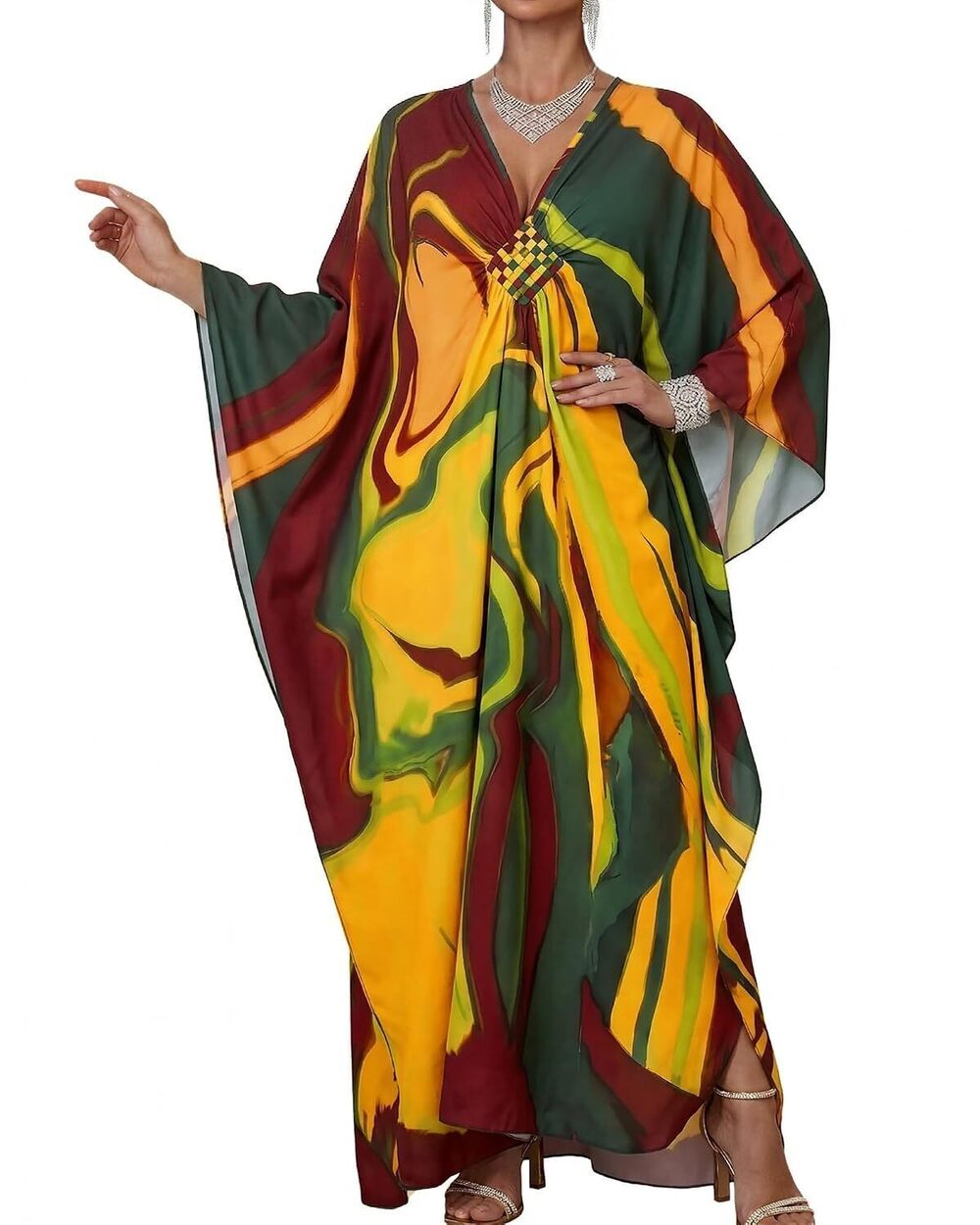 Women Colorful Kaftan Dresses Swimsuit Coverup Moo Moos Caftans